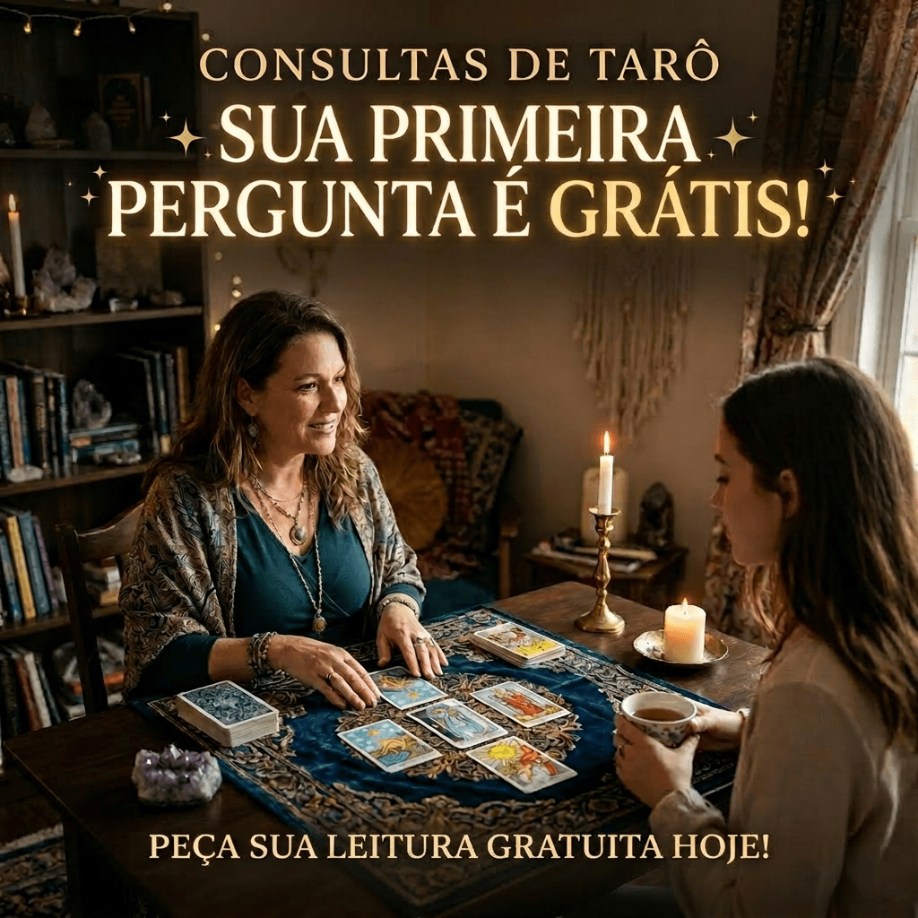 Two women in a tarot card reading session with cards on a blue cloth and candles lit